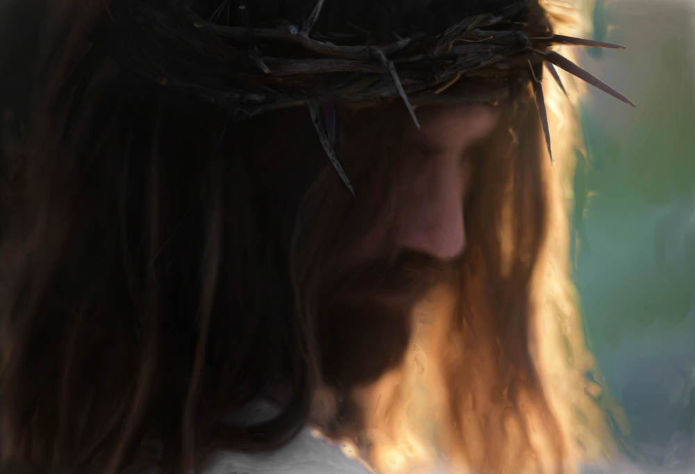 Picture of Jesus with a crown of thorns on His head.