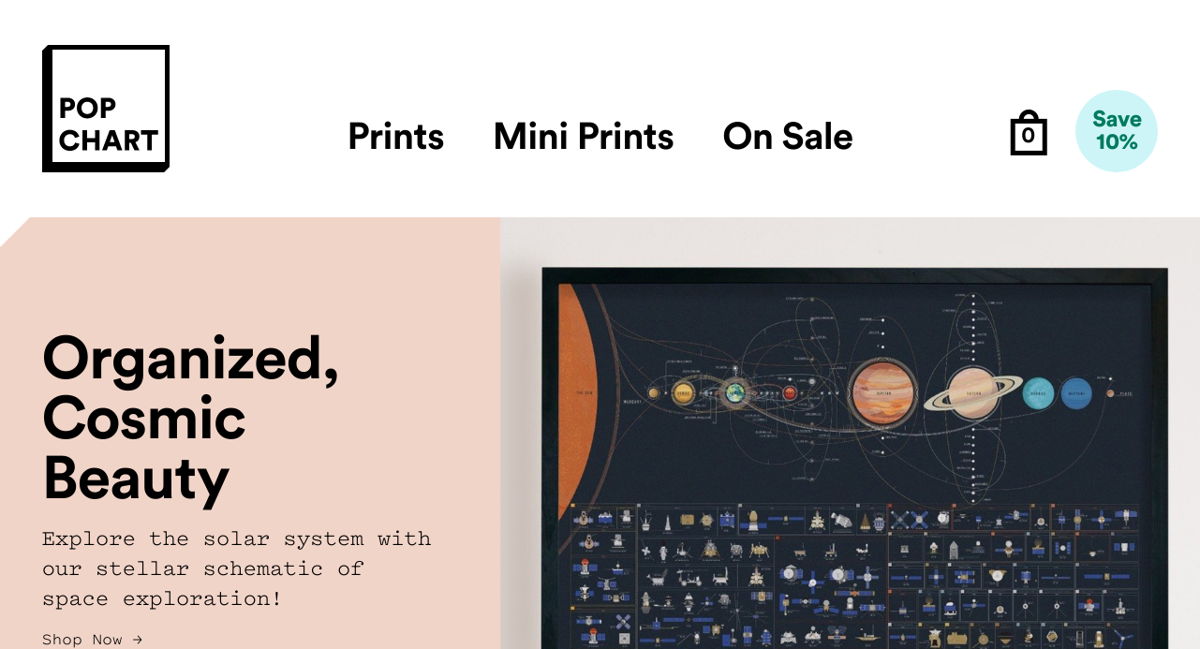 Screenshot of Pop Chart, from the shopify stores collection.