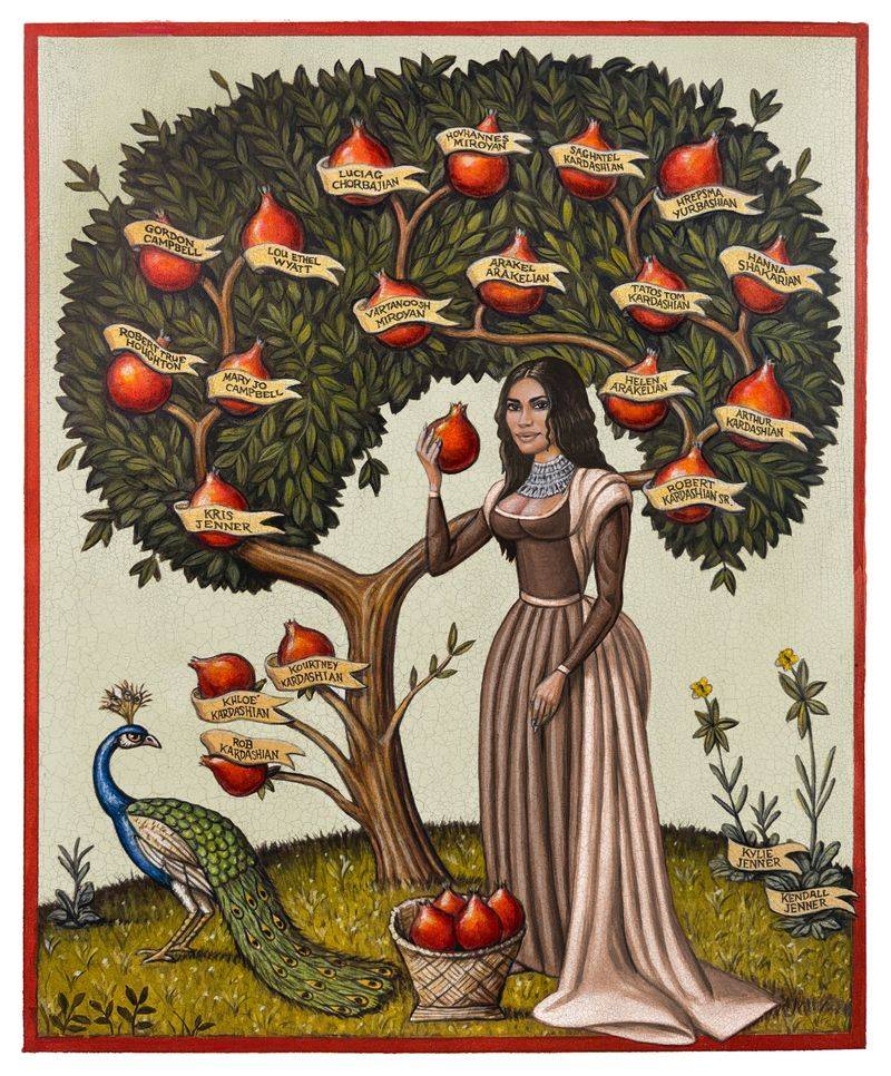 Image may contain: Adult, Person, Wedding, Art, Animal, Bird, Painting, Face, Head, Food, Fruit, Pear, Plant, and Produce