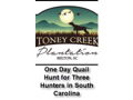Upland Bird Hunt for Three Hunters with Toney Creek Plantation