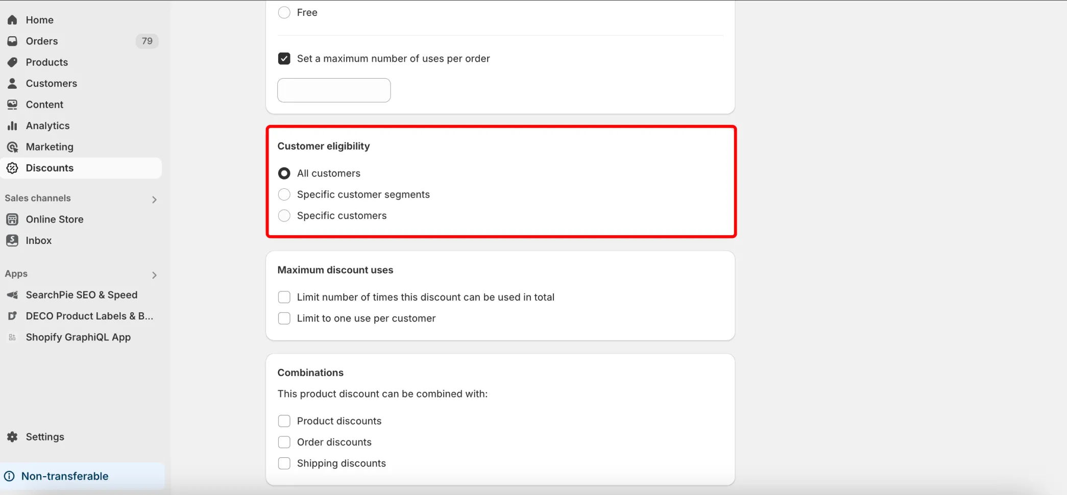 the buy x get y offer setting in shopify