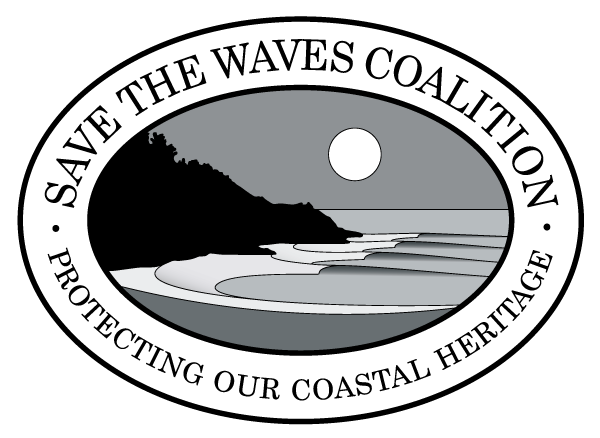 Save The Waves Logo. A nonprofit organization focused on protecting and preserving coastal environments. Building partnerships with local communities and groups, Save The Waves is dedicated to use the most advanced technologies and strategies to protect surfing coastlines, educate communities and reach supporters.