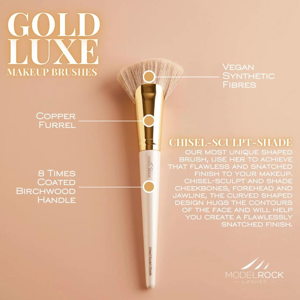 GOLD LUXE MAKEUP BRUSH "CHISEL-SCULPT-SHADE" (MODELROCK)