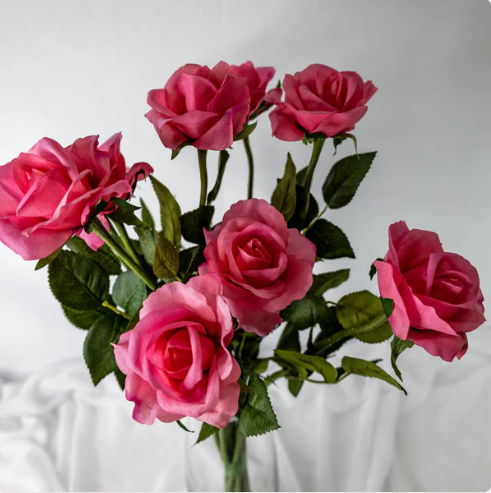 Pink Open Bloom Real Touch Rose - Realistic Artificial Flowers (Box of 48 Stems)
