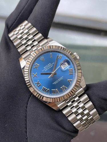 Rolex Datejust Azzurro Blue Roman Numerals Jubilee Bracelet