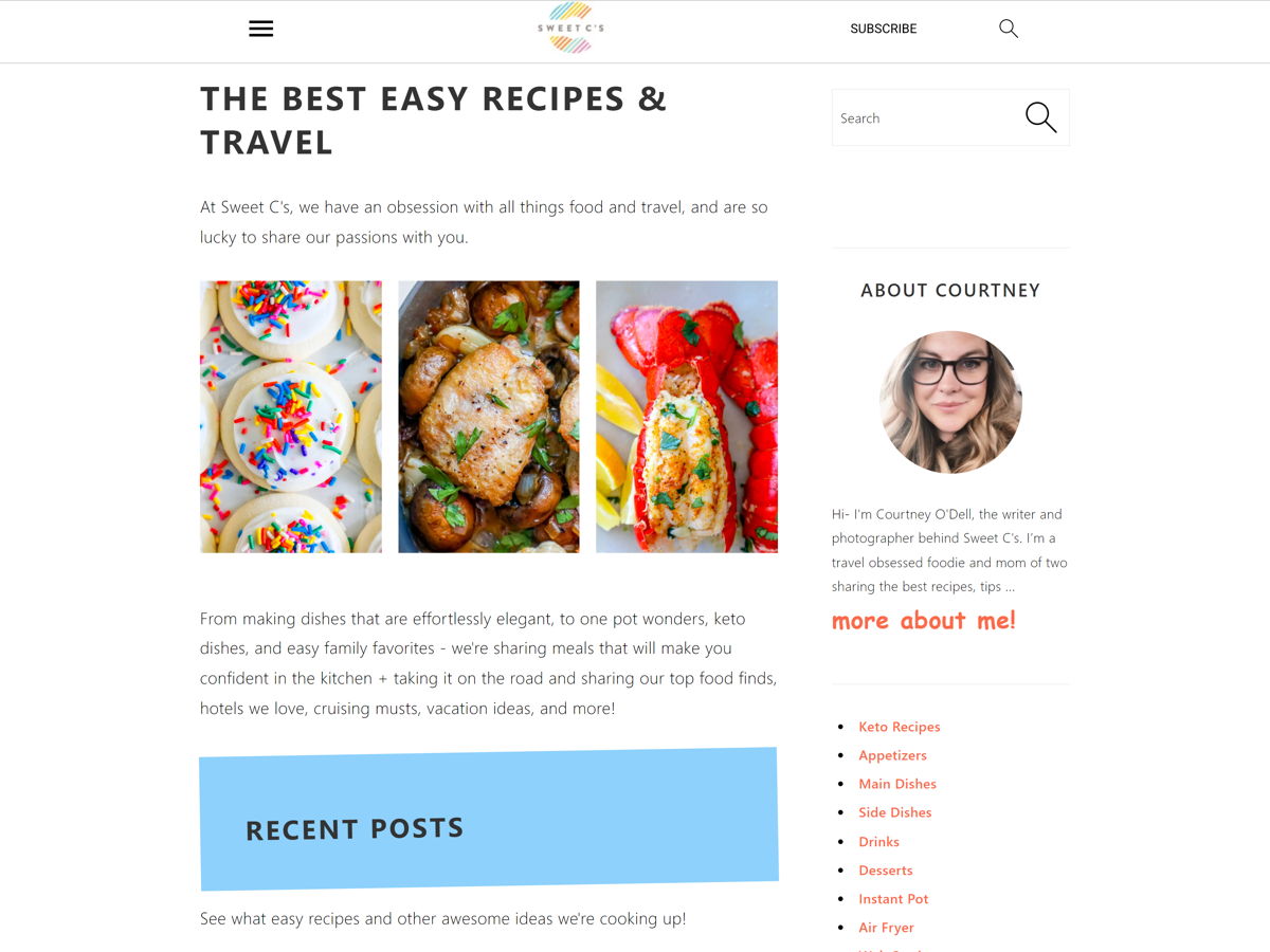 Screenshot of Sweet C's, from the food websites collection.