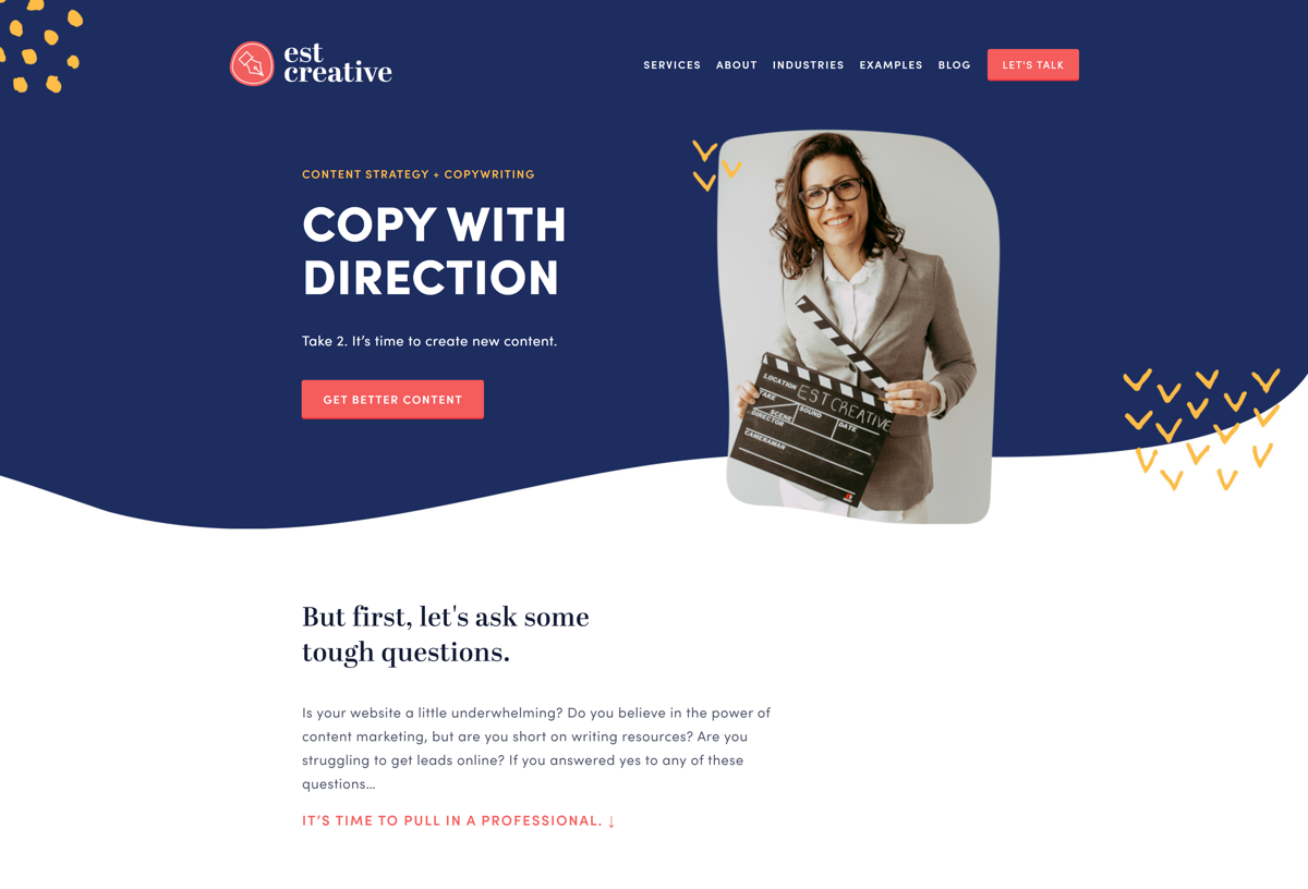 Screenshot of EST Creative, from the squarespace websites  collection.