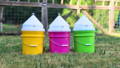 white-poultry-pyramid-roost-proof-bucket-covers-bright-color-buckets