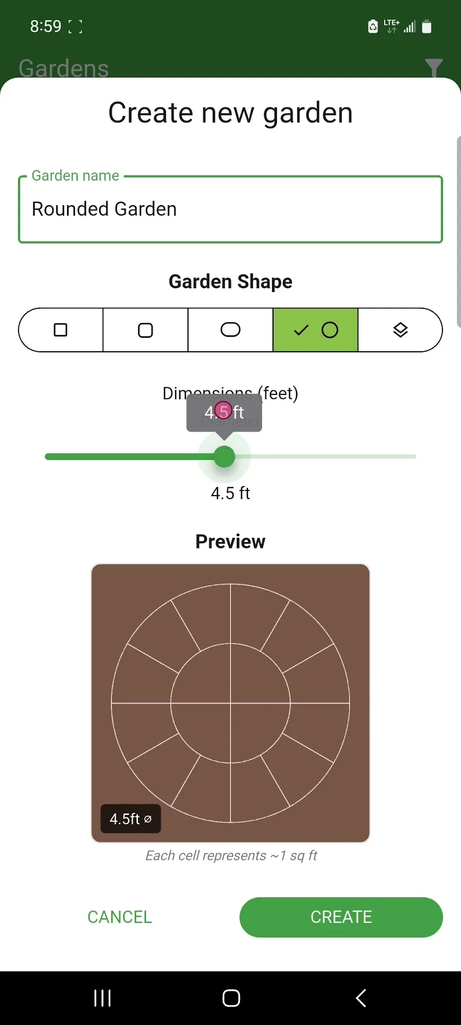 Adjust Garden Diameter