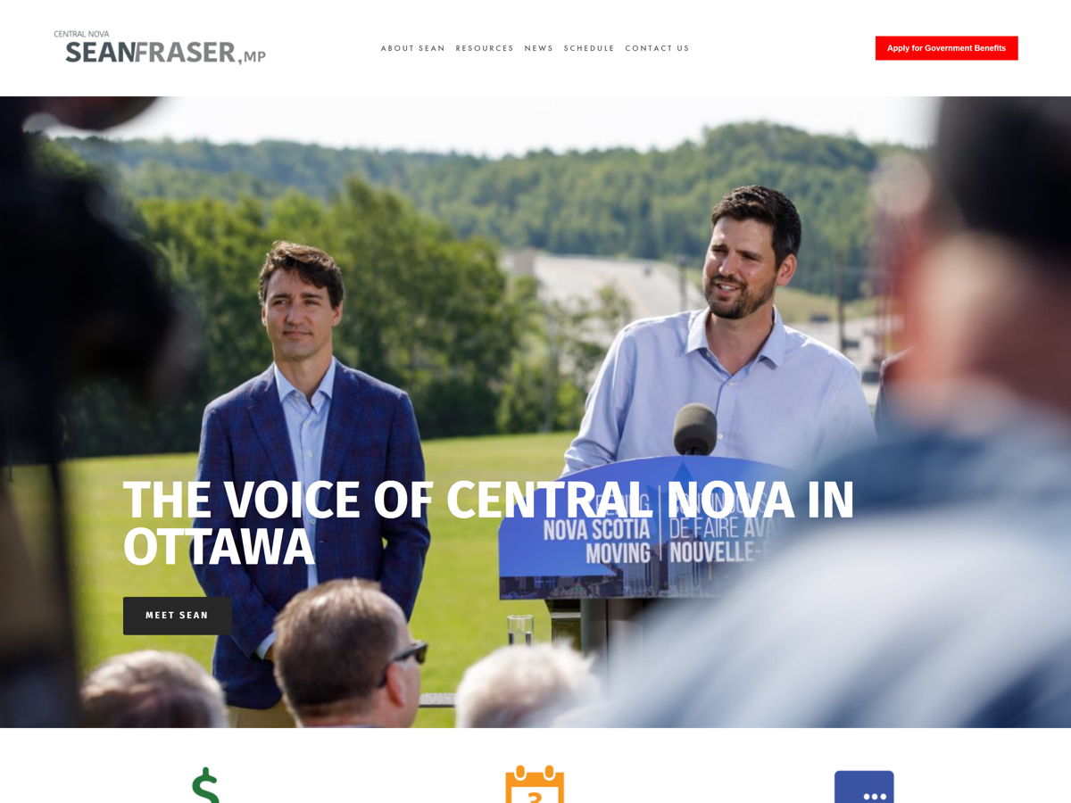 Screenshot of Sean Fraser, from the politician websites collection.