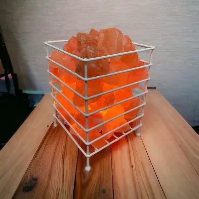 Salt Lamp- White Cage Fire Basket