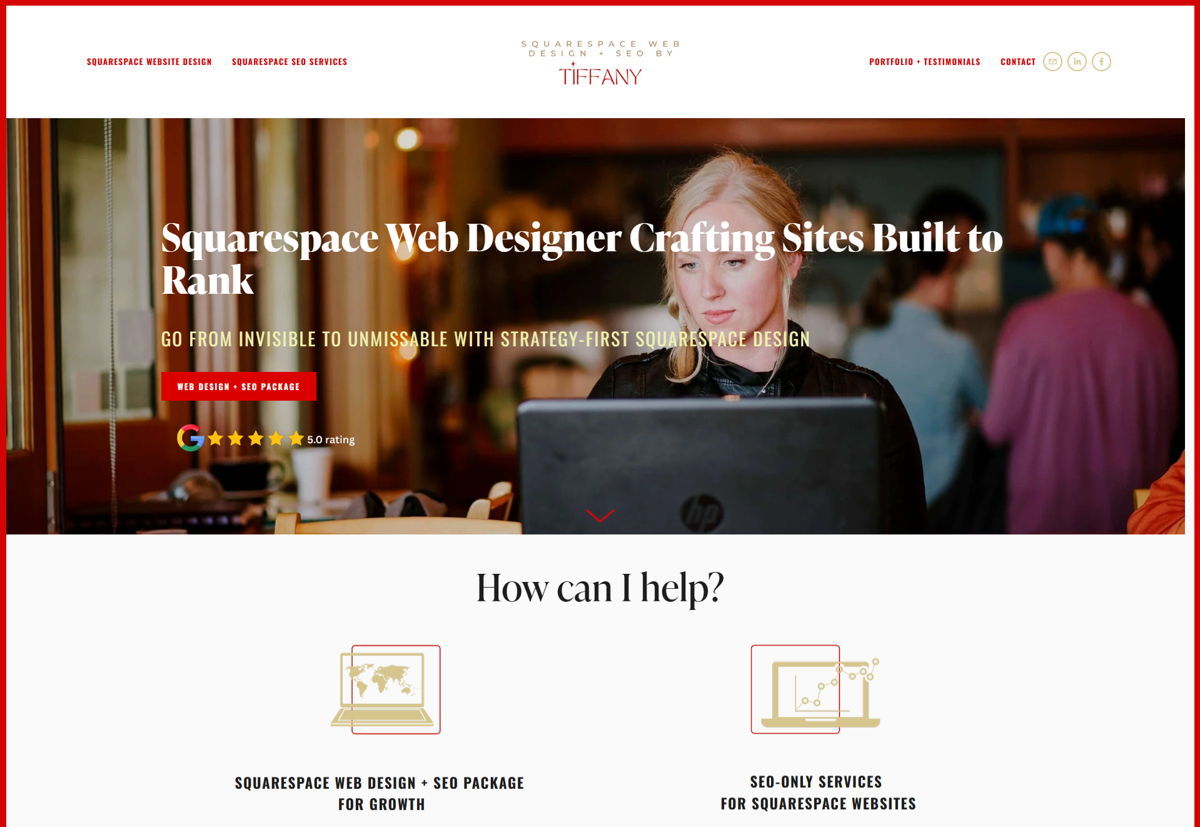 Screenshot of Tiffany Davidson, from the seo portfolios collection.