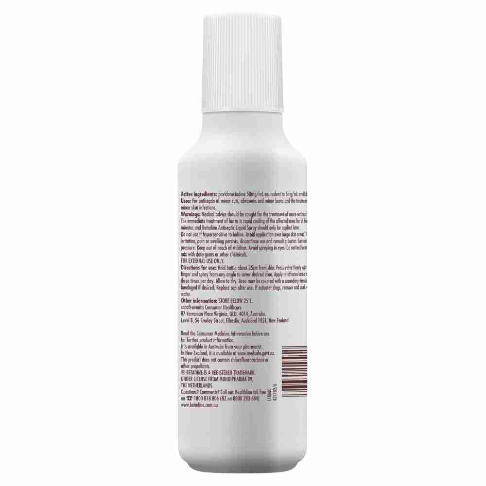 Betadine Antiseptic Liquid Spray 75mL ARTG ID 30103 - Image 3