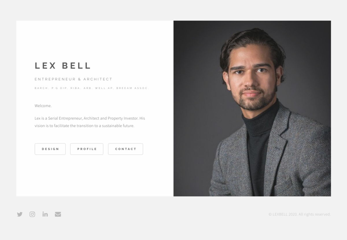 Screenshot of Lex Bell, from the architecture portfolios collection.