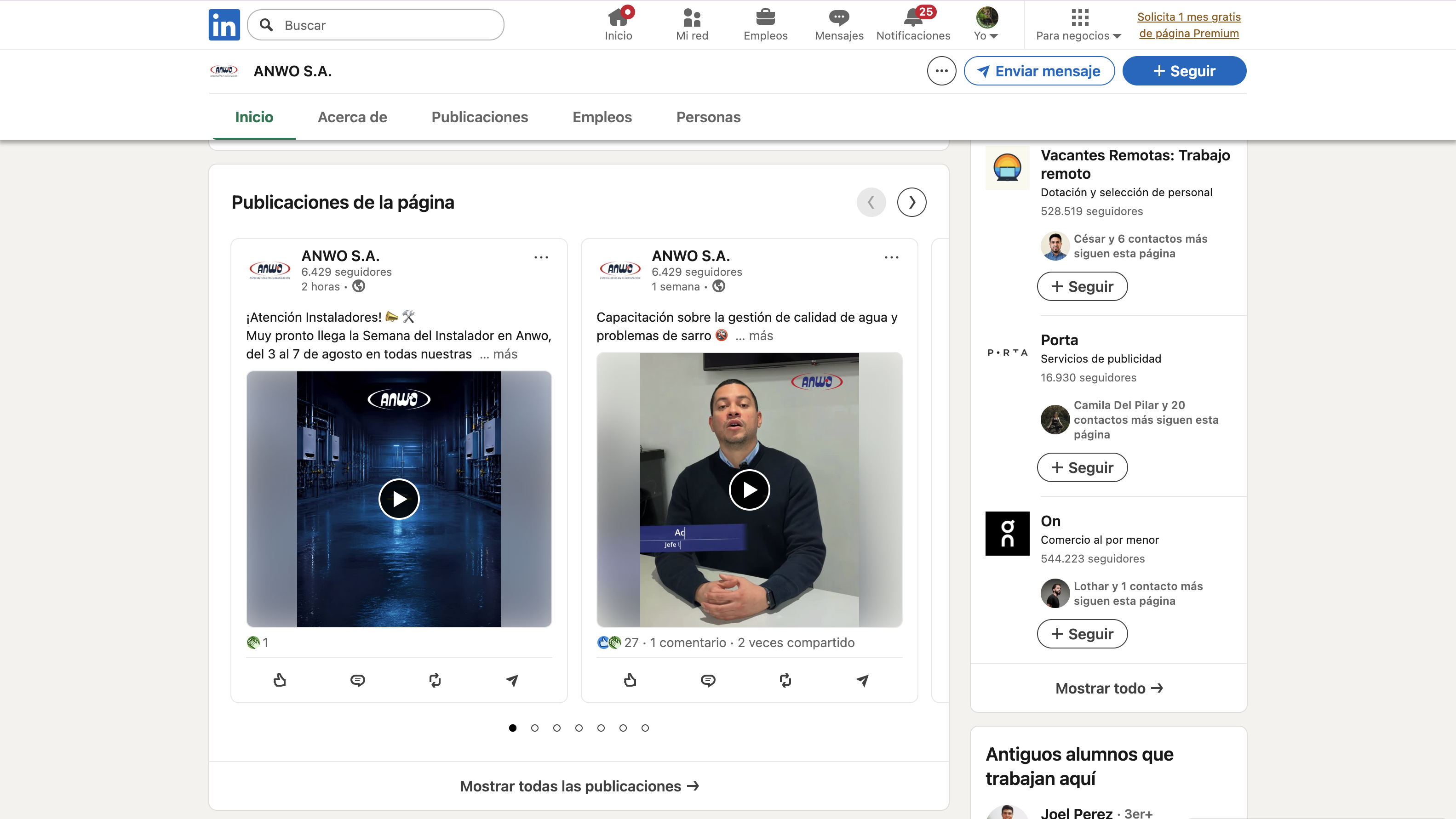Publicaciones de capacitación ANWO en LinkedIn