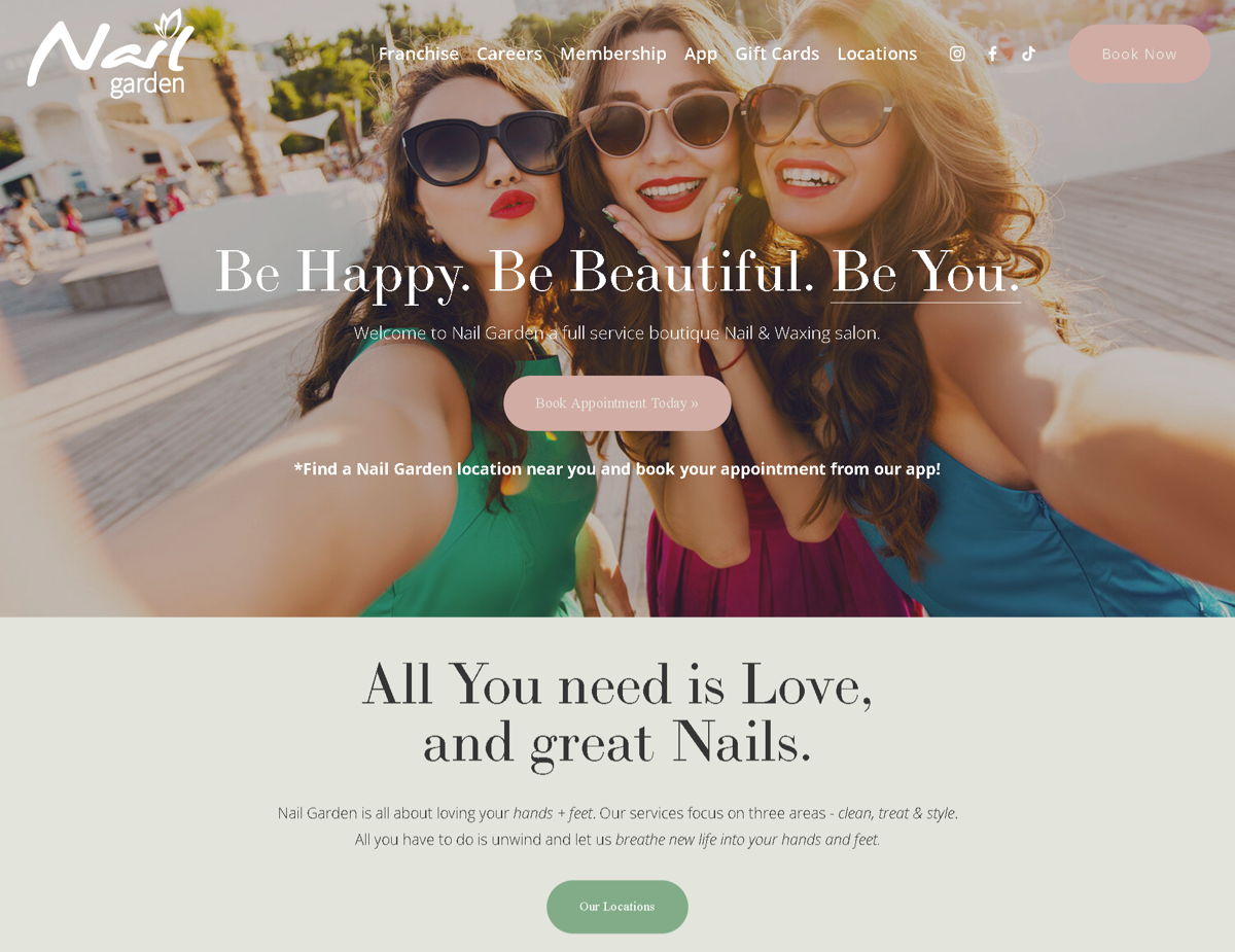 Screenshot of Nail Garden, from the nail salon websites collection.
