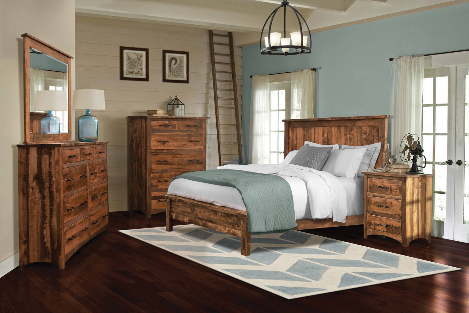 Image of fully customizable BarnFloor Bedroom Set through Harvest Home Interiors Amish Solid Wood Furniture