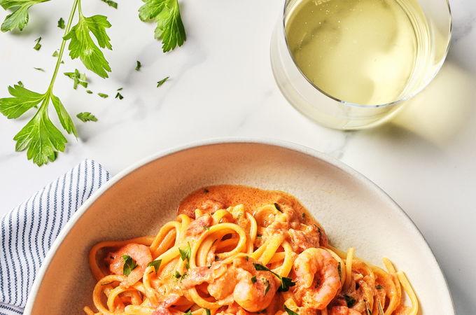 Linguines cajuns aux crevettes