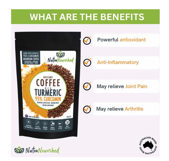 Instant Coffee with 95% Pure Organic Curcumin Turmeric Extract Powder 1000mg - Image 6