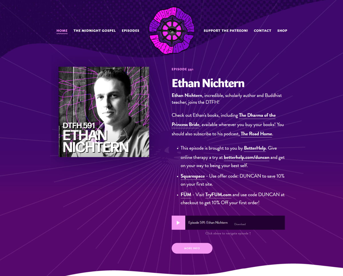 Screenshot of Duncan Trussell , from the stand-up comedian websites collection.