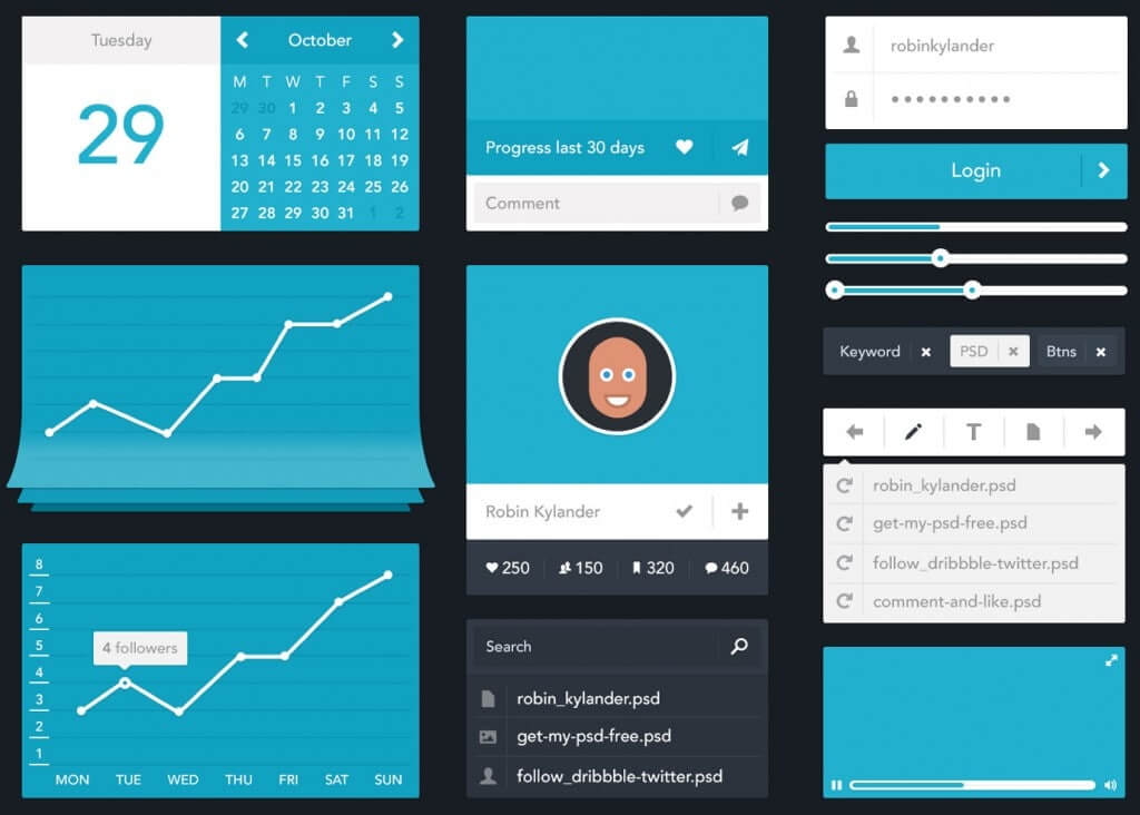 Minimal UI - набор web элементов в стиле flat