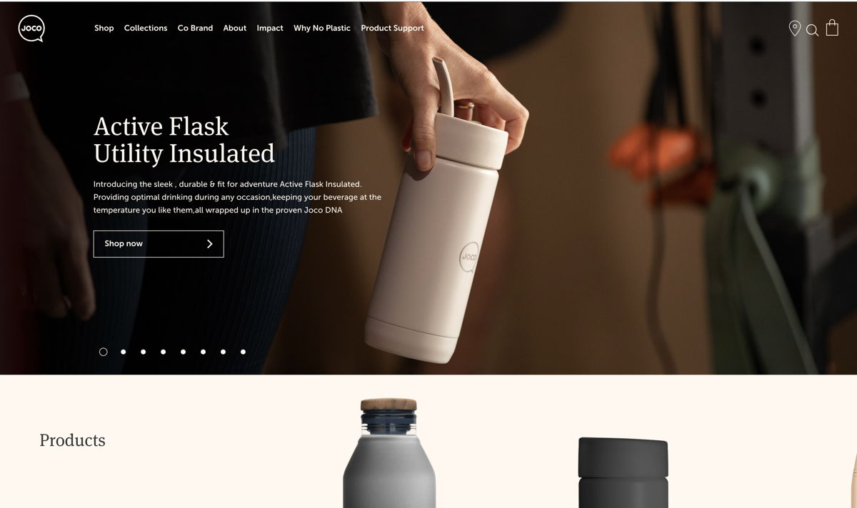 Screenshot of JOCO, from the ecommerce websites collection.