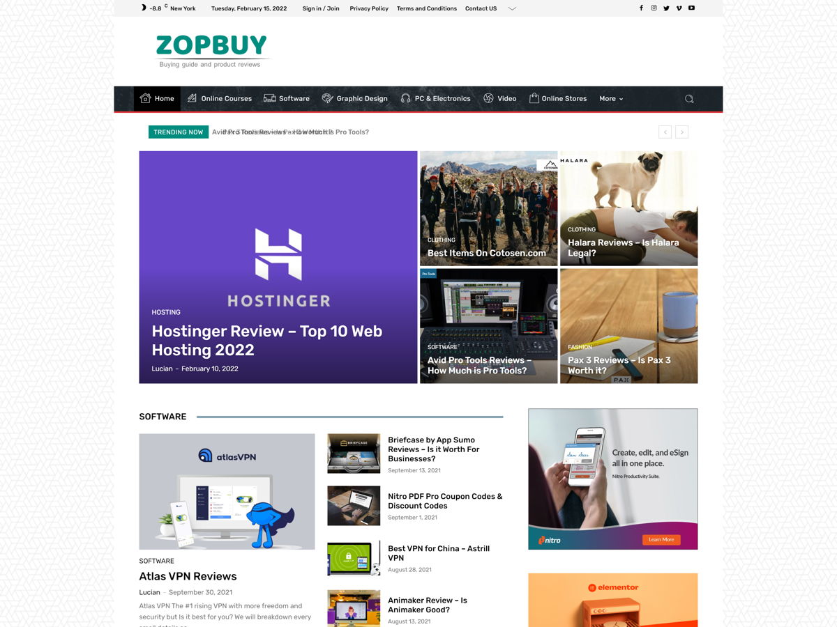 Screenshot of ZopBuy, from the ecommerce websites collection.