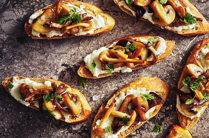 Marinated Mushroom Crostini