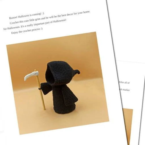 GRIM REAPER amigurumi speelgoedpatroon PDF - Gothic Crochet Halloween Amigurumi Jack Skellington Patroon Halloween Pop Horror Haak Schedel