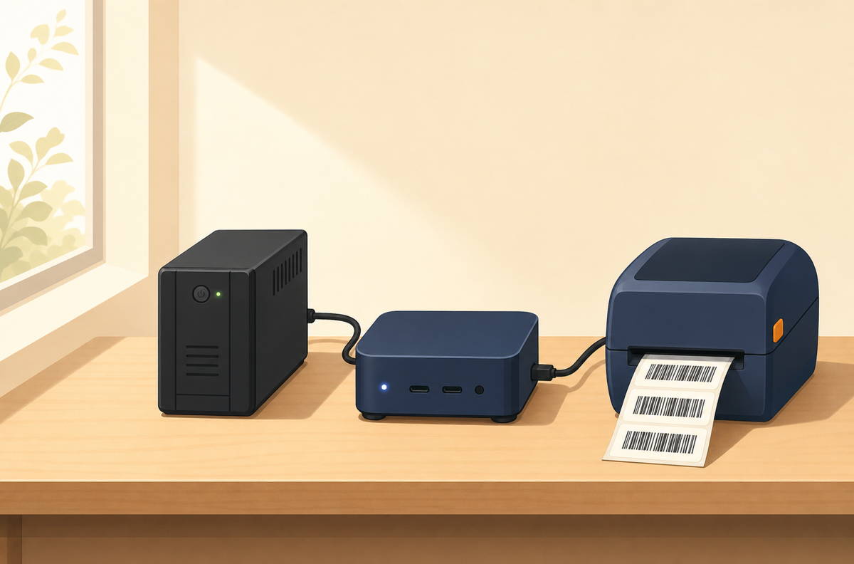 Cắm UPS, gắn máy in, EliteDesk bắt đầu mần việc thật