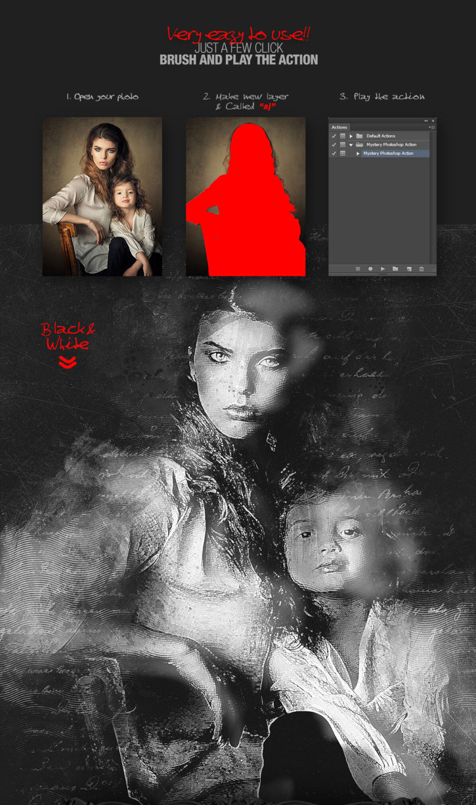 Mystery Photoshop Action CS3+, мистический экшен для Фотошоп