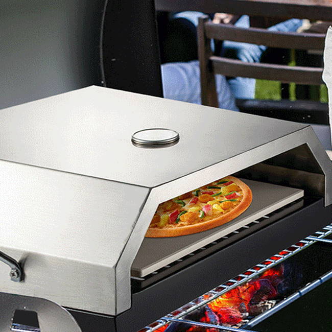 Wood Pizza Oven 15.7x13.7x6.2in Wood Fired Pizza Oven Stainless Steel Top Portable Pizza Oven with Stone for Gas or Charcoal Grill Pizza Oven Outdoor for The Garden, Patio, and Courtyard.