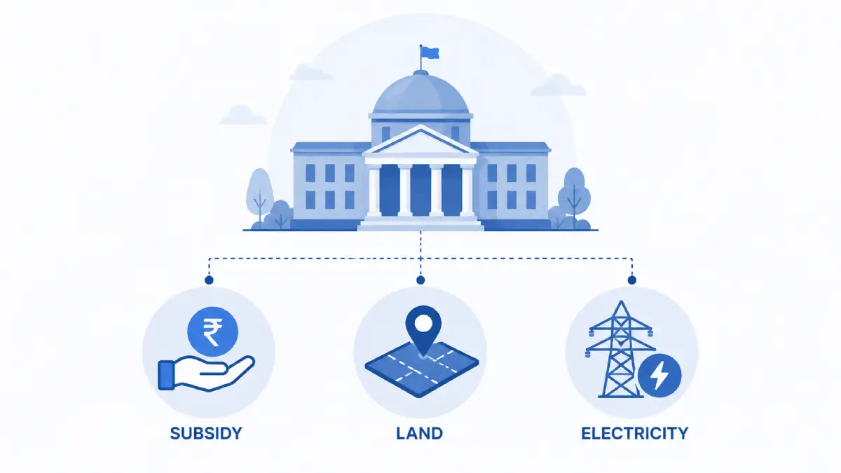  Illustration representing government support for EV businesses in Karnataka.