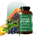 A bottle of our best weight loss detox pills next to various fruits