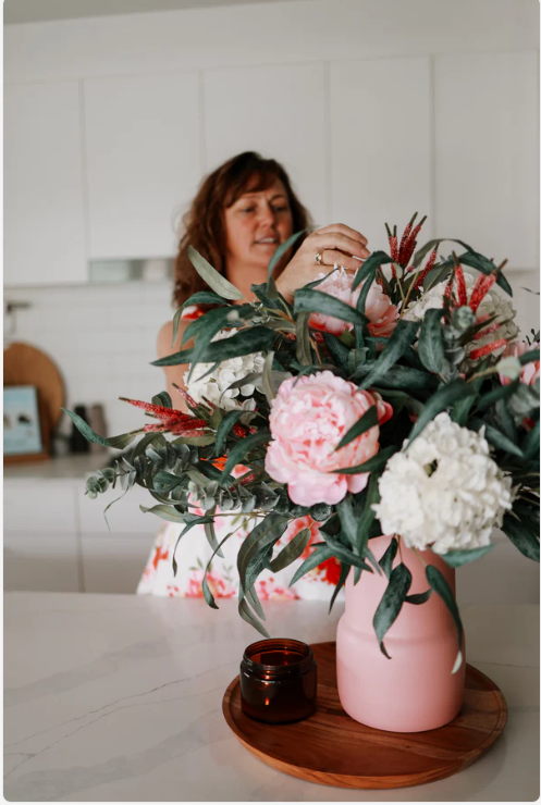 Pink Garden Blooms in Ceramic Vase - Realistic Artificial Flowers - Image 2