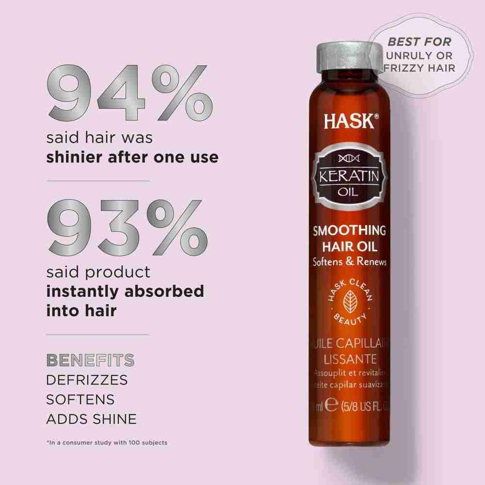 Hask Keratin Oil Smoothing Hair Oil Vial 18Ml - Image 4
