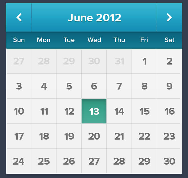 Календарь - веб исходник в PSD формате для Фотошоп