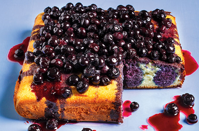 Blueberry and Crème de Cassis Poke Cake