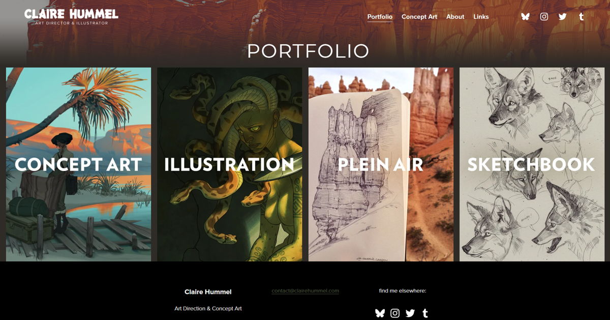Screenshot of Claire Hummel, from the concept art portfolios collection.
