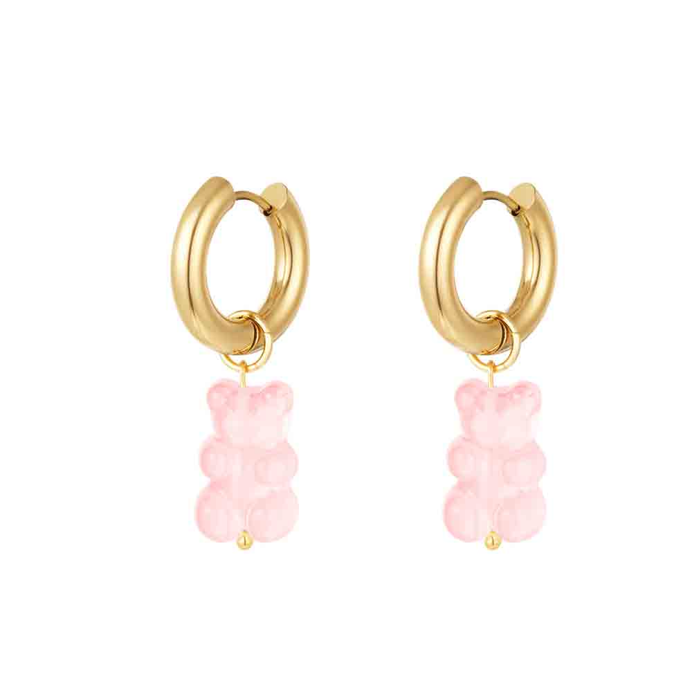 Pendientes Osito Rosa Oro