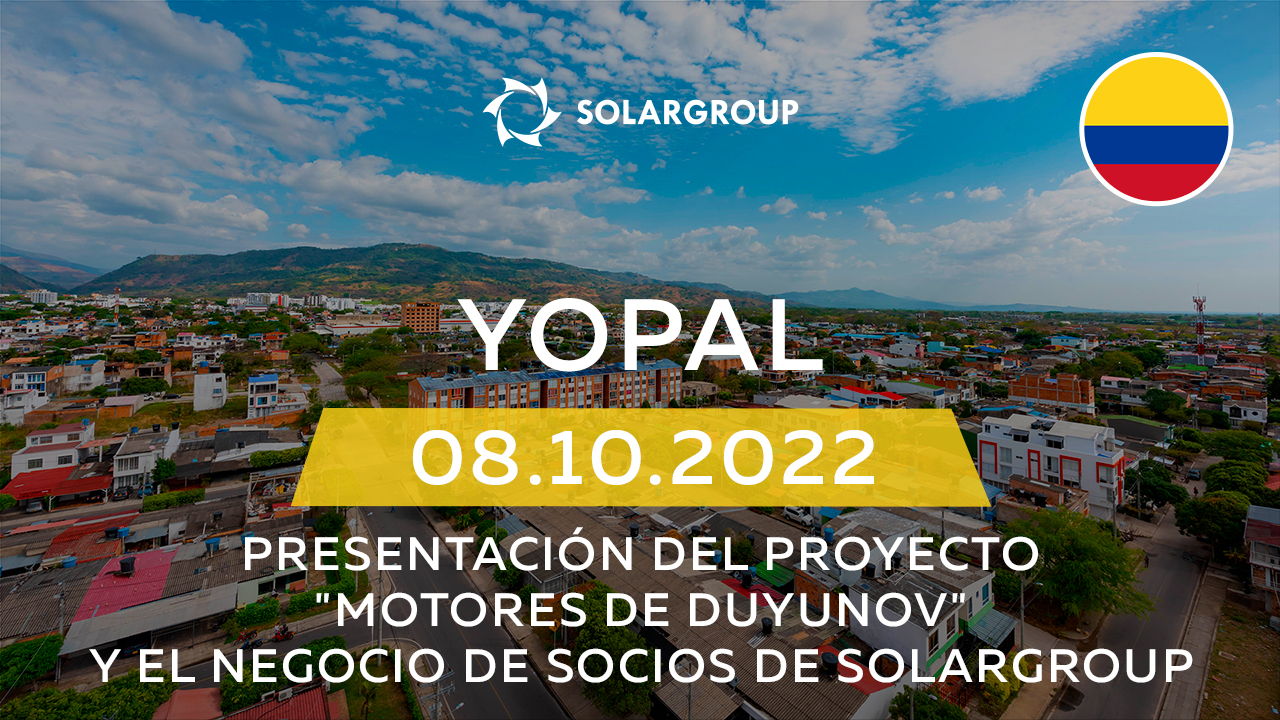 Presentación del proyecto "Motores de Duyunov" y el negocio de socios de SOLARGROUP en Colombia