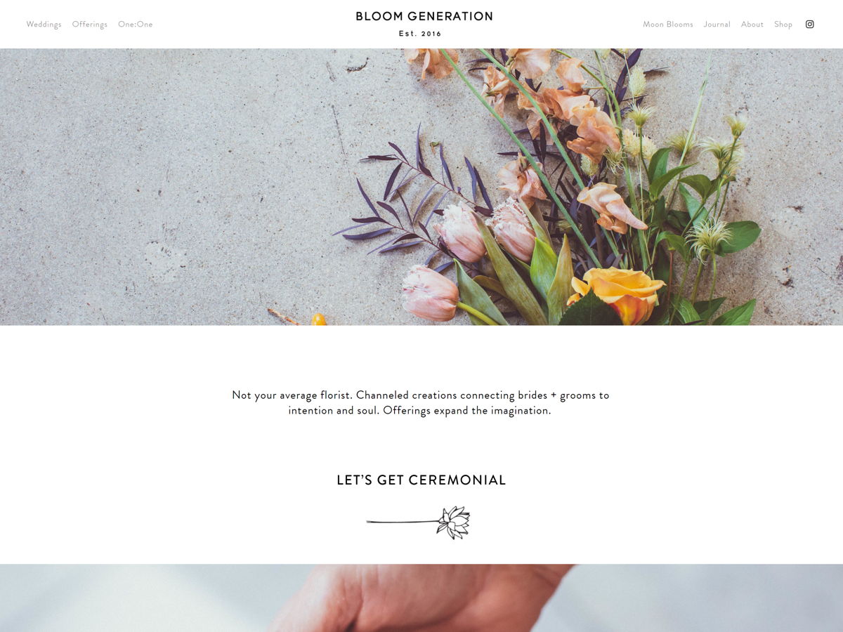 Screenshot of Bloom Generation, from the florist & flower shop websites collection.