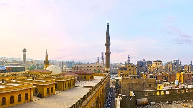 View from the rooftop of the Al-Hussein Mosque, Cairo, Egypt