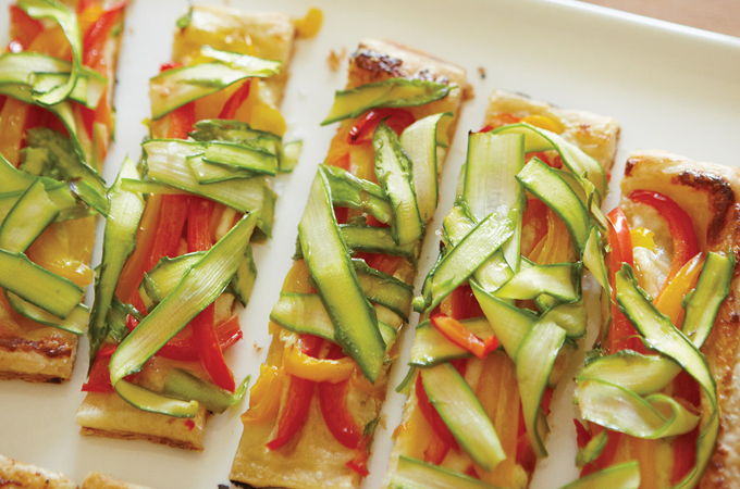 Feuilletés aux poivrons et aux asperges
