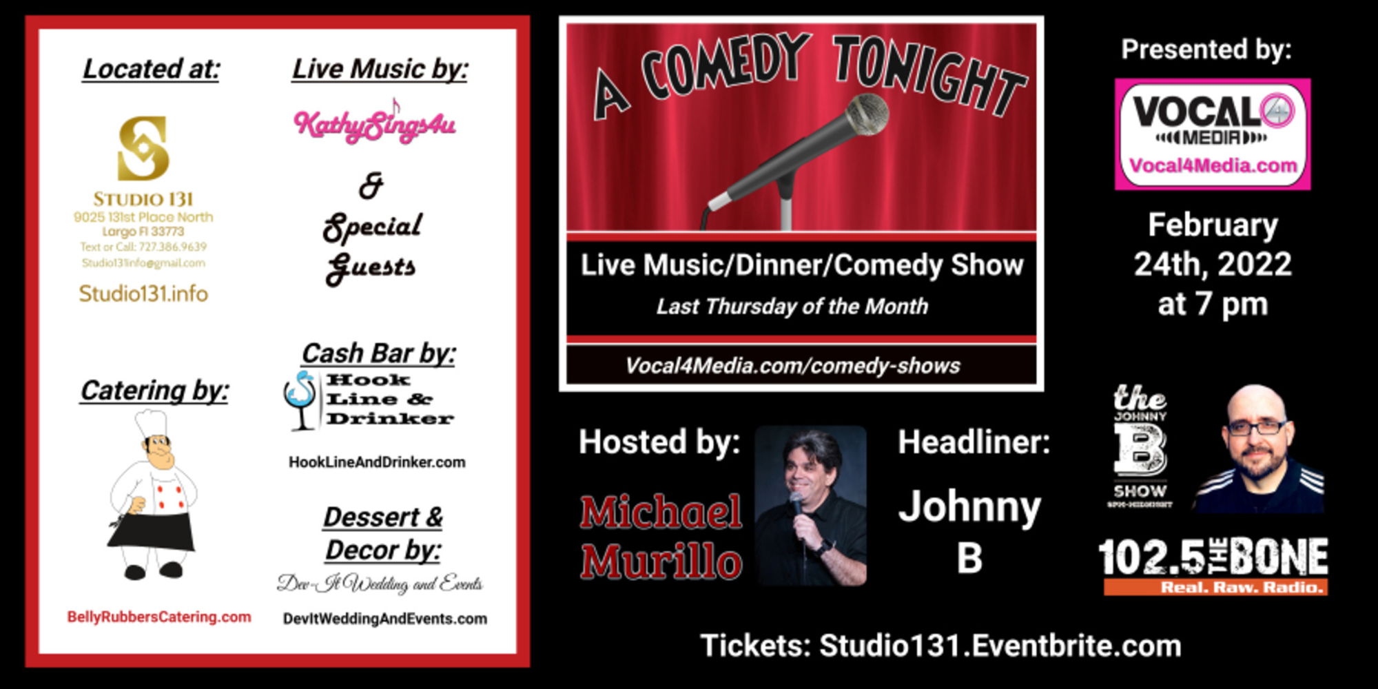 A Comedy Tonight with Johnny B and Host Michael Murillo promotional image