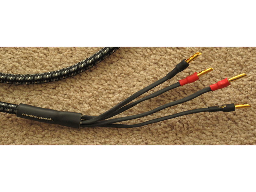 Audioquest Type 8 BI-WIRE Speaker Cables 8 ft. pair feet BFA Gold Banana Plug nice!