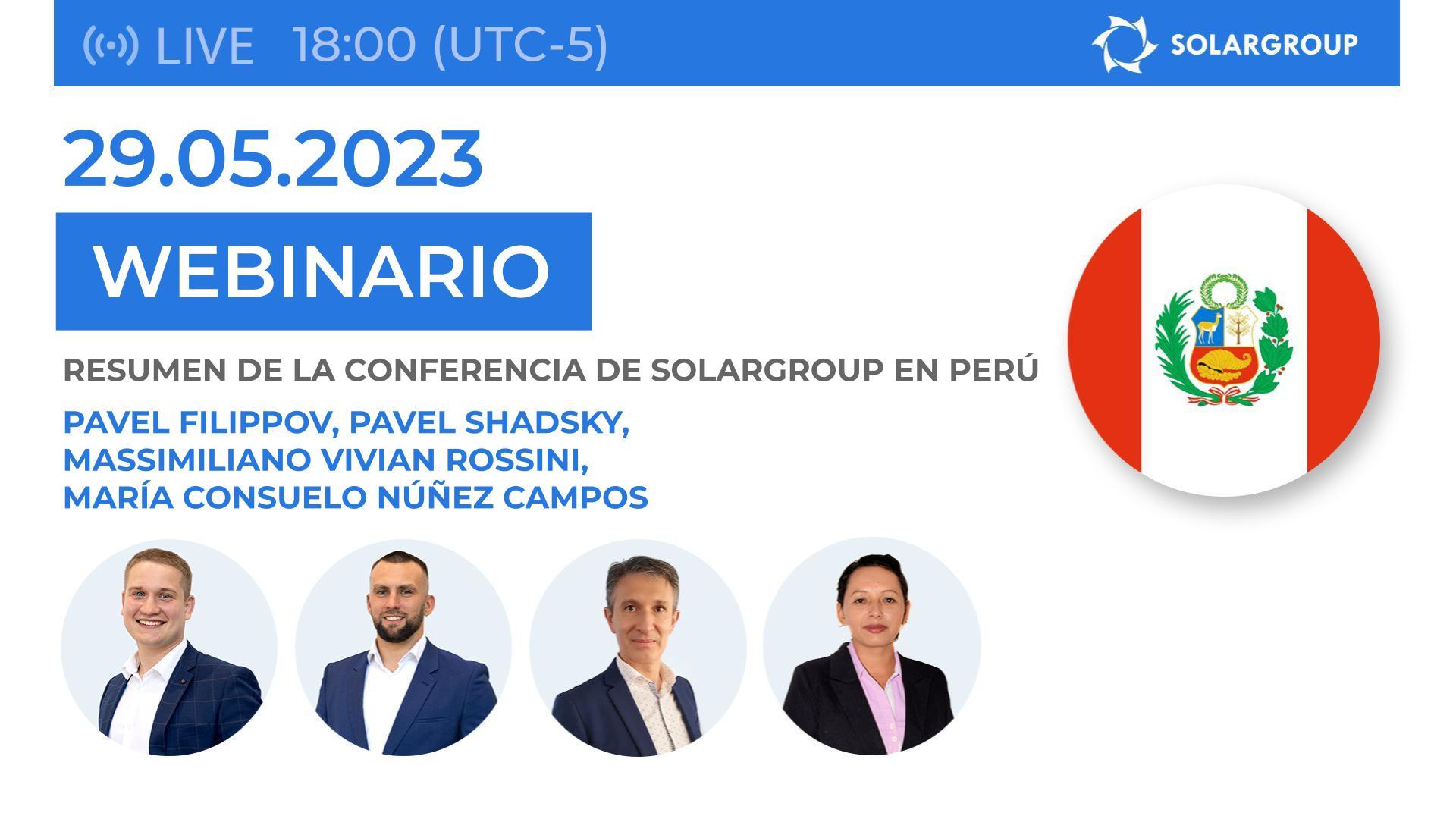 Resumen de la conferencia en Perú: webinario de SOLARGROUP | 29 de mayo | 18:00