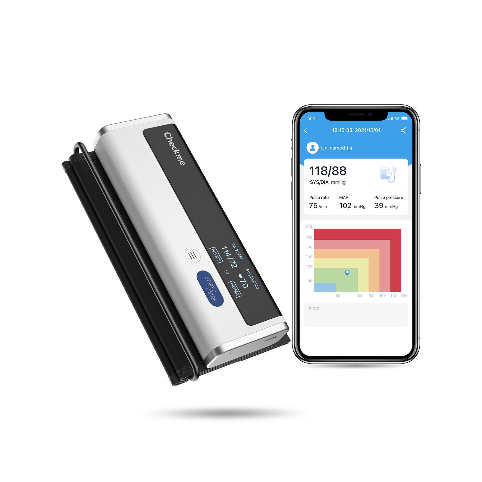 Wellue Bluetooth upper arm blood monitor in dark blue.