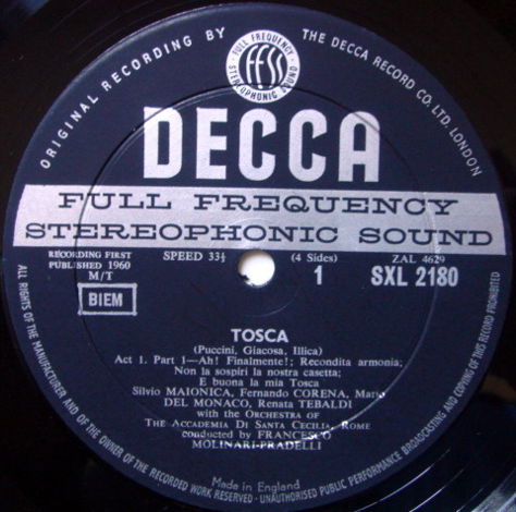 DECCA SXL-WB-ED1 / TEBALDI-DEL MONACO, - Puccini Tosca,...