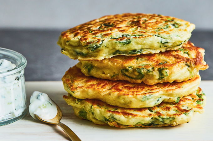 Pancakes à la laitue et tzatziki